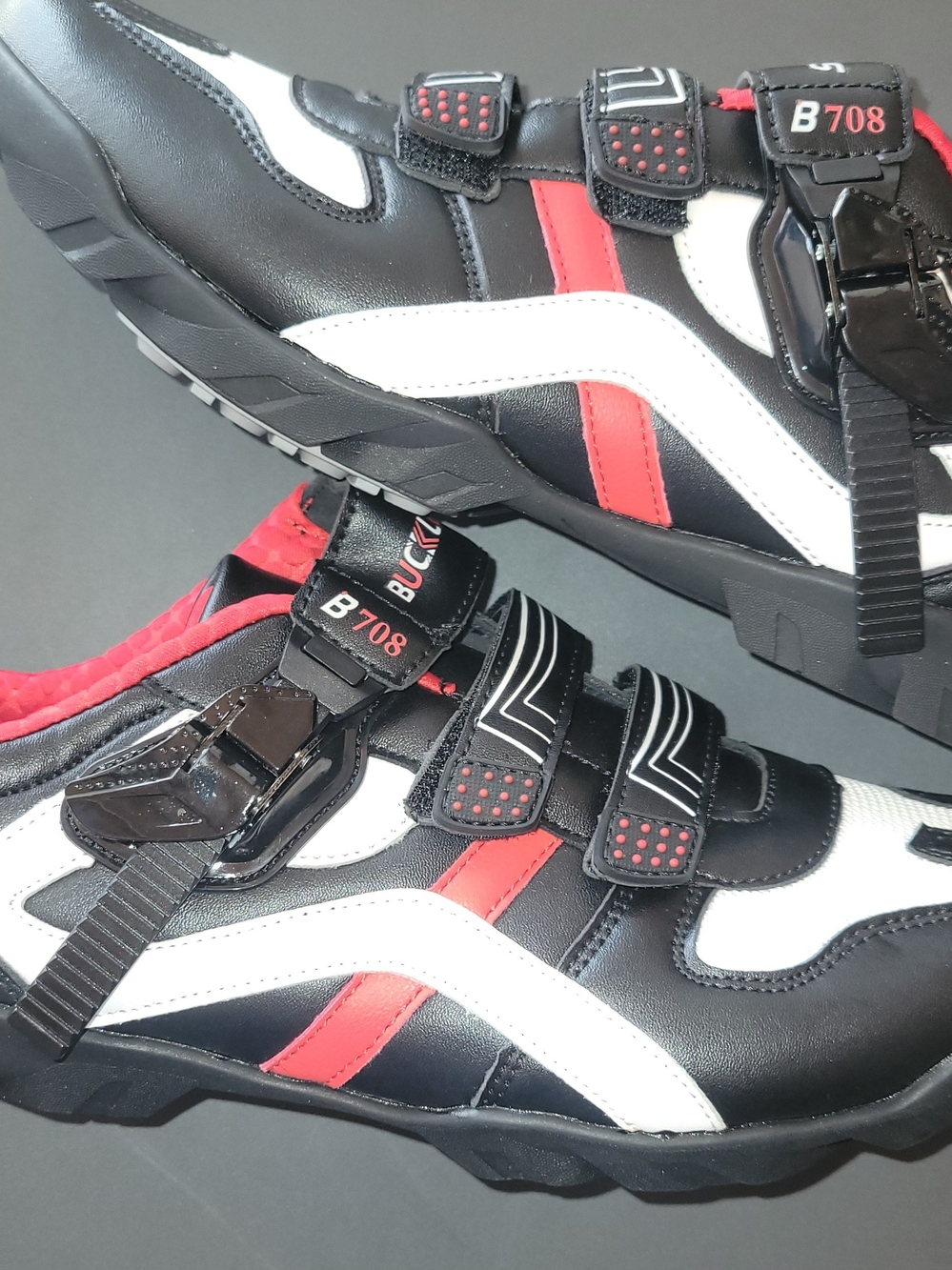 B708 Men's Black White Red Athletic Sneakers
